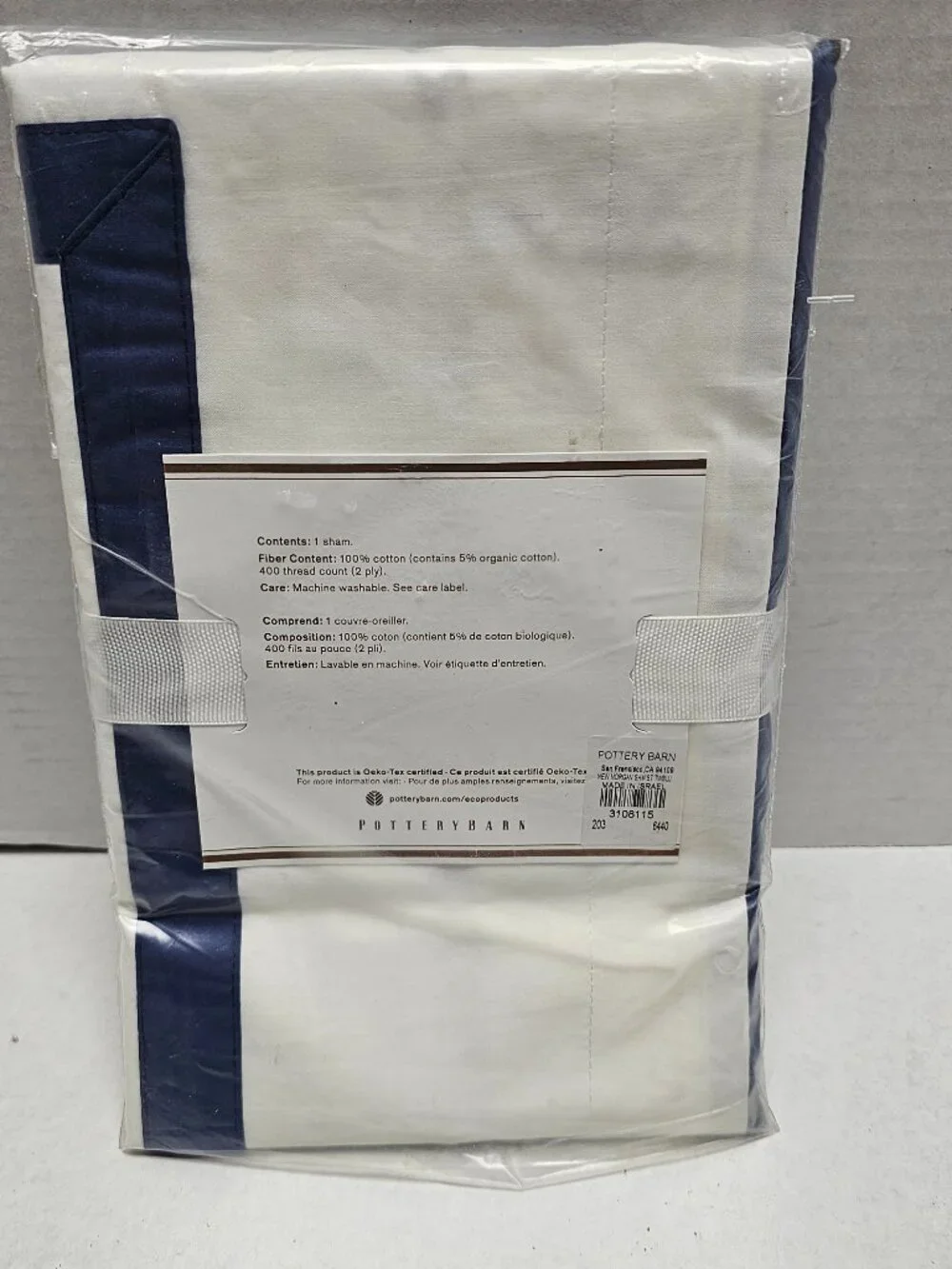 New Pottery Barn Standard Morgan Sham Pillow Cover 26 X20 Foundations 400 Thread